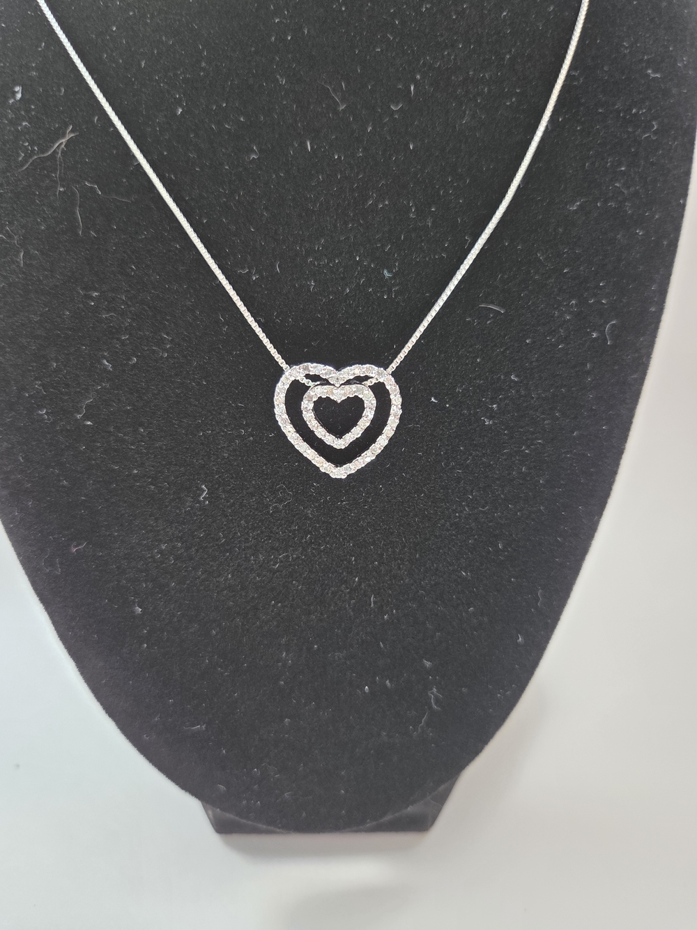 Sterling Silver Double Heart Pendant Necklace - Silver
